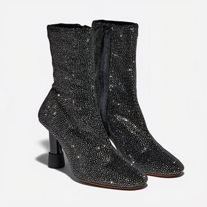 Clergerie Kattie Sparkle Rhinestone Fabric Boots